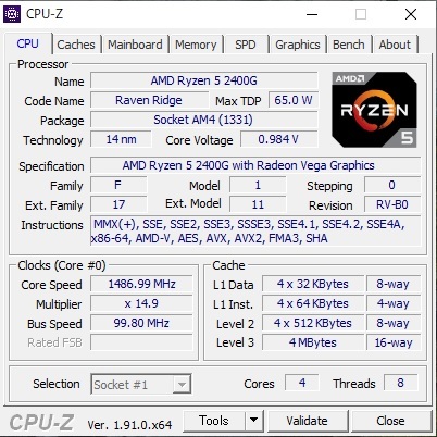CPU-Zの画面１