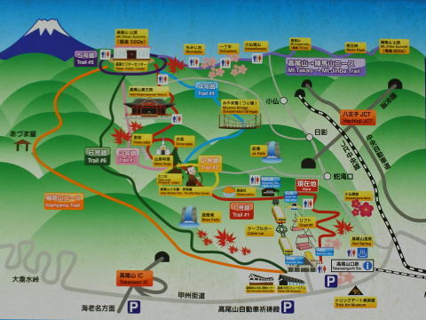 １号路～６号路と稲荷山コース・高尾山・陣馬山コースなどがある