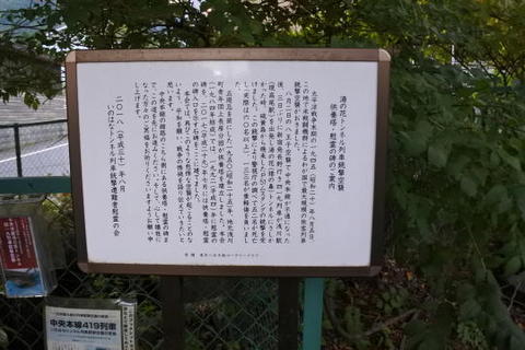 湯ノ花トンネル列車銃撃慰霊碑の案内板