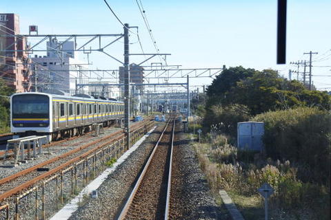 銚子駅手前の留置線
