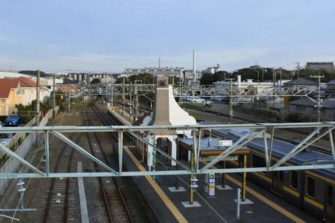 跨線橋上から見た銚子駅ホーム