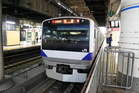 上野駅到着後は回送列車に